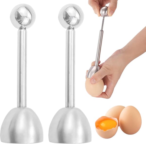 Eggdeler Eggprikker - 2-pakning Eggåpner i rustfritt stål, Eggåpner, Eggknekker, Eggeskallskjærer, Eggdeler