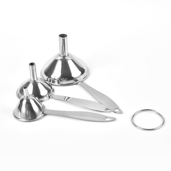 Tragt Sæt - 3 Dele - Køkkentragte - Rustfrit Stål - 17cm/15cm/14cm - Sølv - Til Flaskepåfyldning
