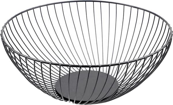 Moderne frugtskål - god luftcirkulation - 1 stk. - sort - metal - 26 cm