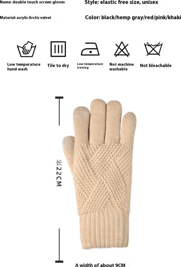 Damehandsker - Vinterhandsker - Plys Handsker - Fortykket - Kuldebeskyttelse - Touchscreen - 22 cm - Beige