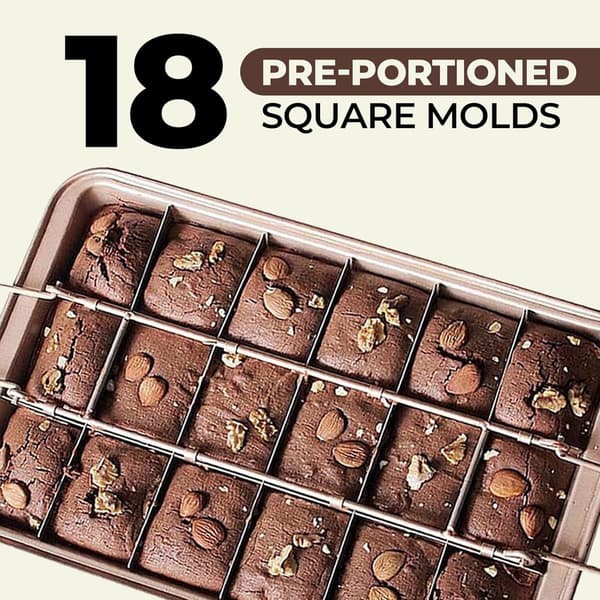Bakeware - Brownie Bakeware - Tykkere non-stick base med skillevegg - 18 ferdigkuttede stykker Bakeware - Egnet