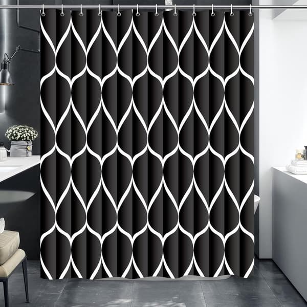 Bruseforhæng, Anti-Mug Geometrisk Sort, Polyester Vandtæt, 180x200 cm