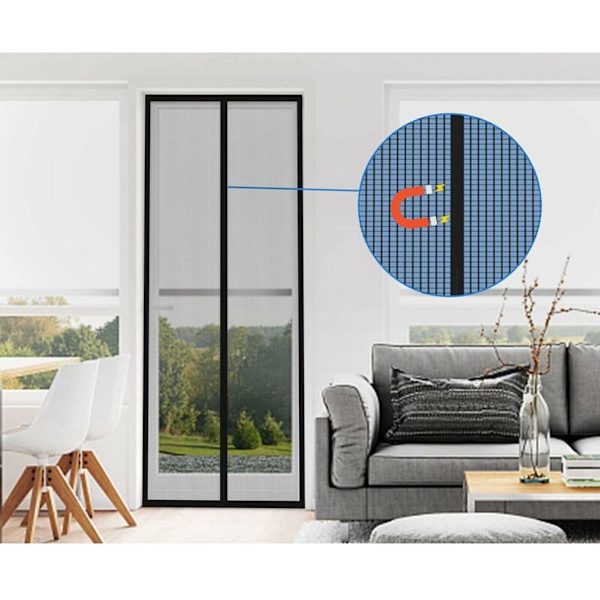 Sort magnetisk myggenet til døre 80x210cm – ingen boring, til karnapper
