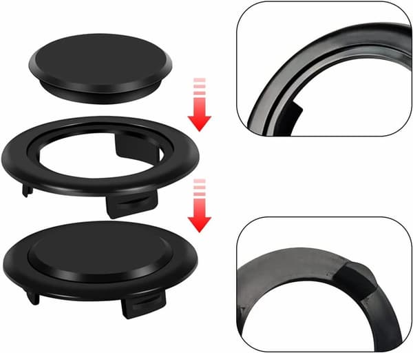 4 Havebord Parasol Hul Ring & Hætte Sæt - Plastik Prop Dækken, Reservedele - Sort - 65*10 mm