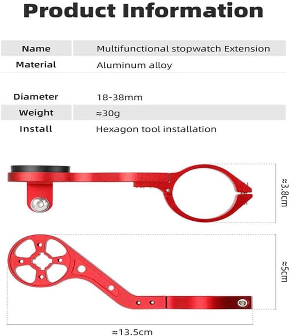 Udvidet cykelcomputerholder, Frontmonteret cykelcomputerholder, Styrbeslag, Med lygterem, Sølv