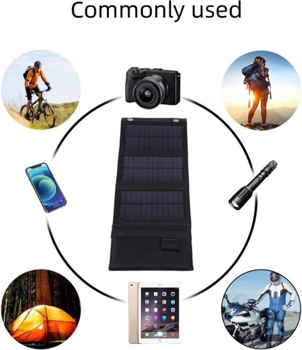 Solcellepanel - 5 paneler - Sammenleggbare solcellepaneler - Solceller - Lader batteri - Solcellepanel powerbank