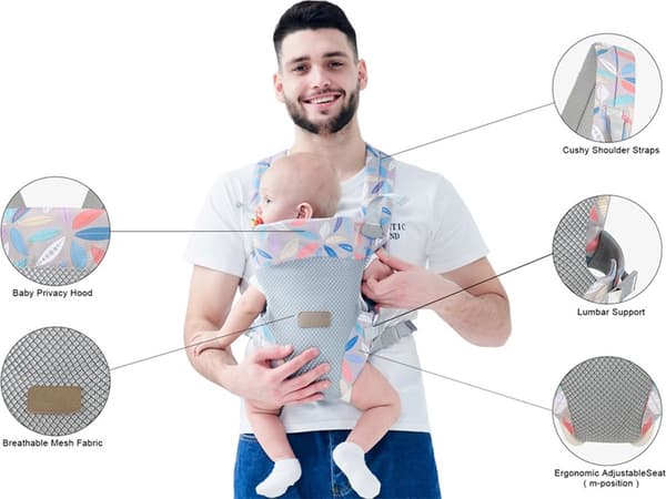 Bæresele, 4-i-1 Ergonomisk Håndfri, til Nyfødte 3-20 kg (3-36 Måneder), Stil A
