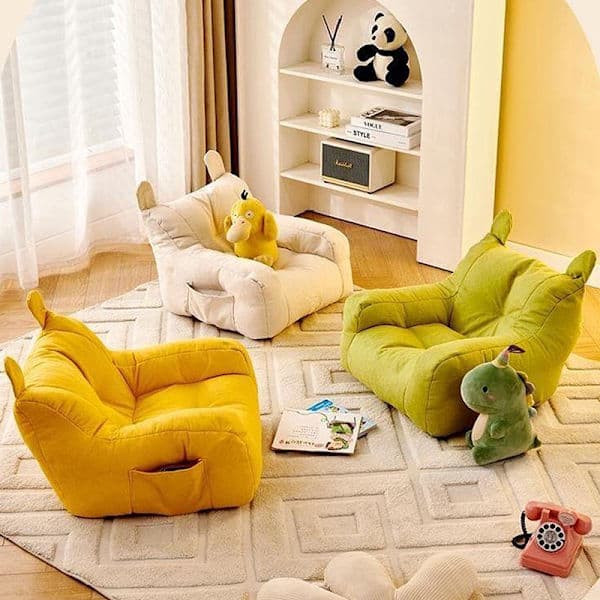 Enkel Soffa Barn Liten Soffstol Baby Läshörna Barn-FF- Vit White White