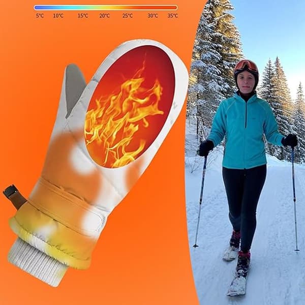 Skihandsker, skihandsker til kvinder, vandtætte skihandsker til kvinder om vinteren, skridsikre touchscreen snowboardhandsker, 26 x 12 x 6,5 cm, sort