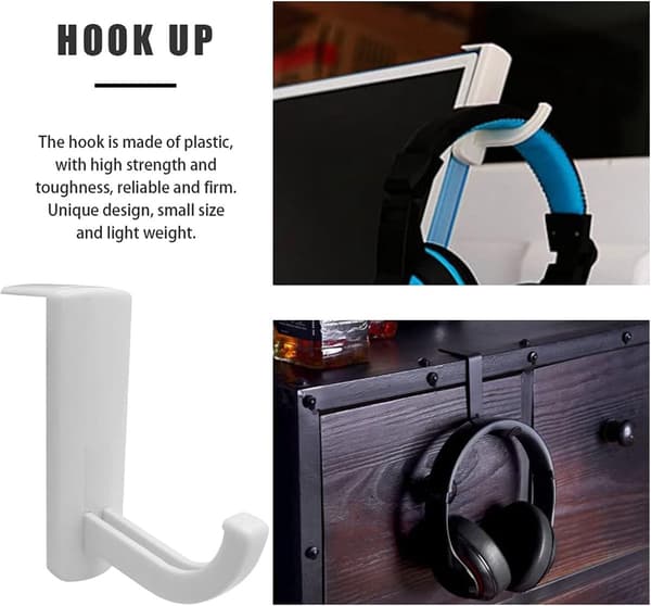 4-pak - Plastik hovedtelefonholder - Hovedtelefonholder - Headsetholder - Stativkrog - til computer internetbar