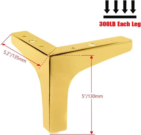 Bordsben i metall - Bordsben - 4 stycken triangulära möbelben - 13 cm - Inklusive skruvar - Halkfria - Slitstarka