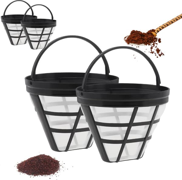 4 Stykker Kaffefilter - Kaffefilterholder - Kaffefilterkurv Genanvendeligt Filter - Vaskbart Nylonnet Kaffe