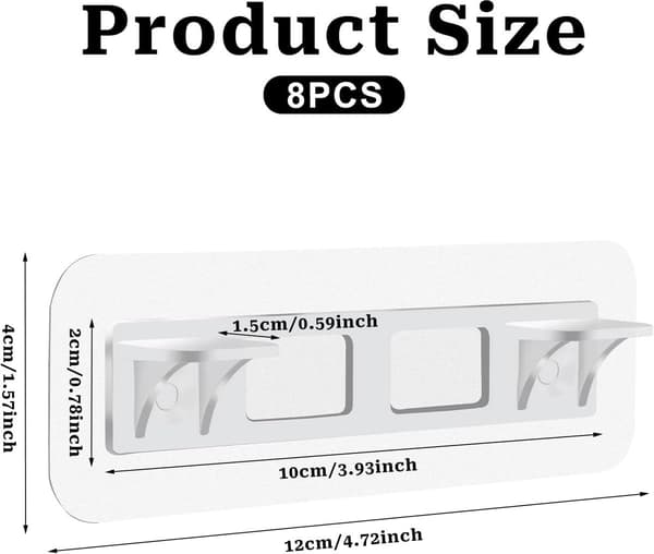 Självhäftande hyllfästen - förstärkt design - 8-pack
