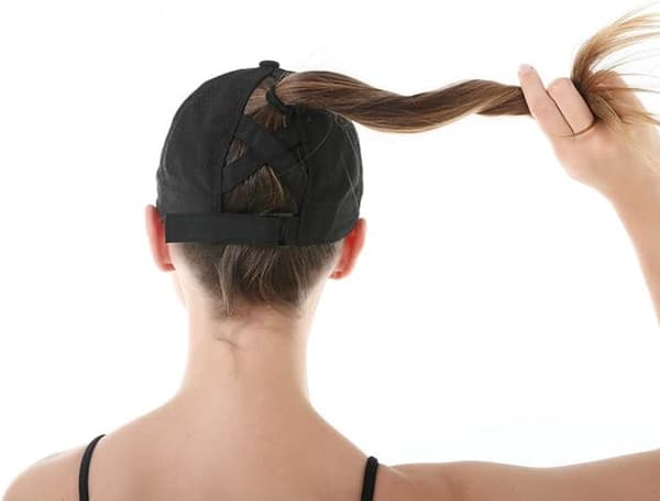 Solhat til kvinder - Baseballkasket med hestehale til kvinder - Hurtigtørrende sommerhat - Åndbart mesh - Krydshat