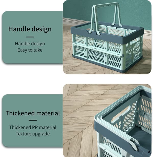 Vikbar Förvaringskorg - Hopfällbar Låda 20L - Förtjockad Plastförvaringslåda - 38*25*20cm - Rektangulär Förvaringslåda