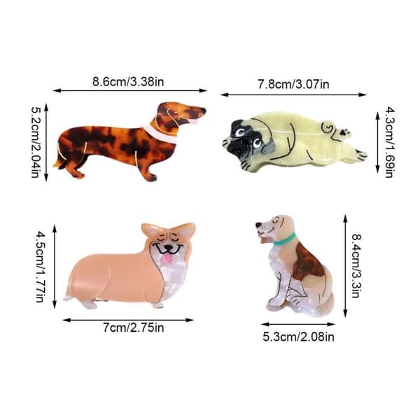 Asetaatti Hårklo -klipsit Shark Clip MOPS MOPS Mopsi_YF Pug