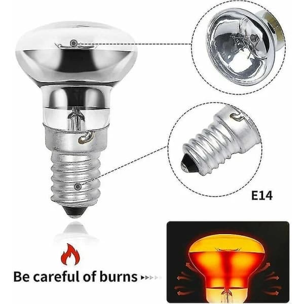 R39 E14 40W lavalampor, dimbara reflektorlampor varmvit 2800K för hemkontor café, 2-pack