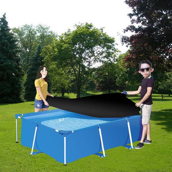 Poolskydd - Poolskydd för rektangulära pooler på 221 x 150 cm - Slitstarkt svart poolskydd