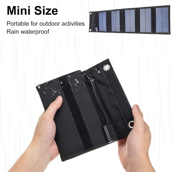 Solcellepanel - 5 paneler - Sammenleggbare solcellepaneler - Solceller - Lader batteri - Solcellepanel powerbank