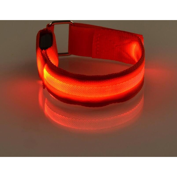 2 røde LED-belyste armbånd for løping, sykling – reflekterende sikkerhetsstropp