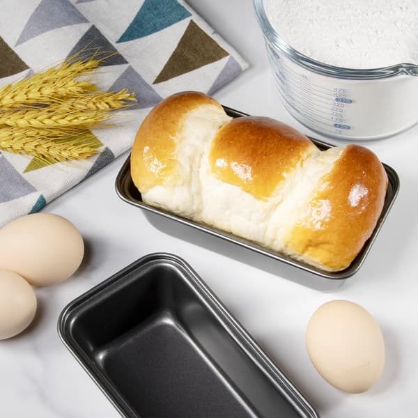 6-pakning non-stick mini brødformer, bakeformer i karbonstål for brød, kaker, kjøttpudding, desserter og hjemmebaking, grå