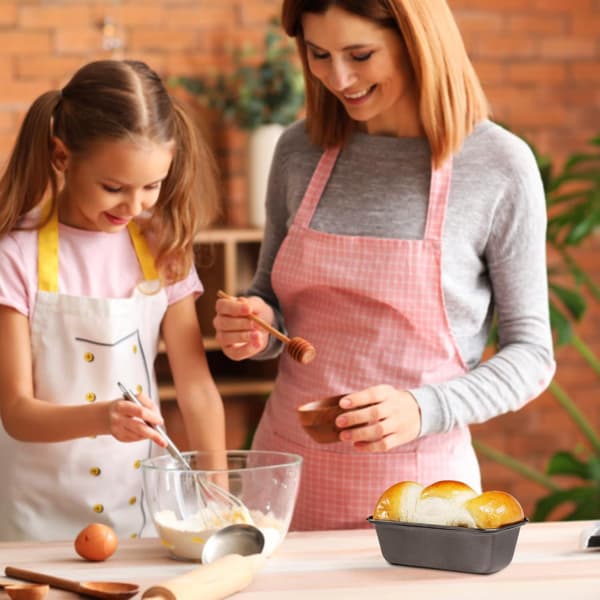 6-pakning non-stick mini brødformer, bakeformer i karbonstål for brød, kaker, kjøttpudding, desserter og hjemmebaking, grå