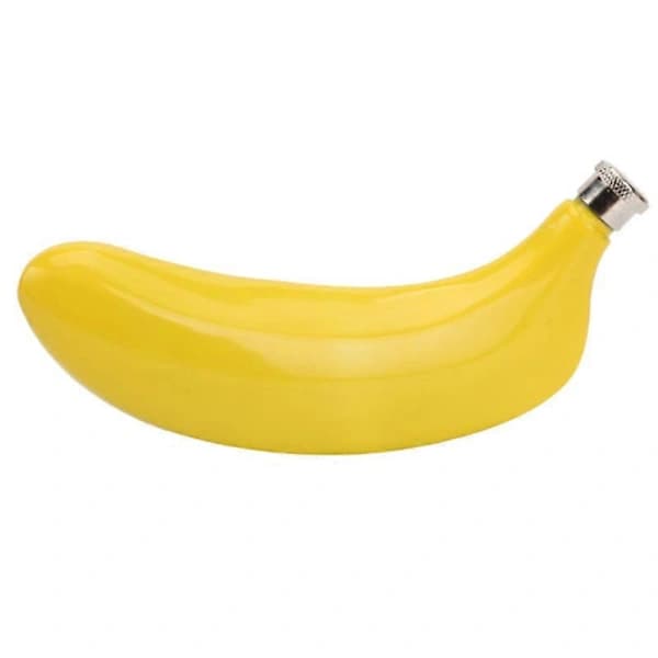 2-pack bananflaskset, 5 oz 304 rostfria höftflaskor med trattar för hemkök bar, gul