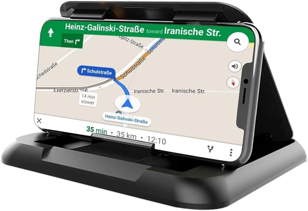 Universal biltelefonholder, skridsikker silikone instrumentbrætmontering til smartphones, GPS-enheder og håndfri navigation, sort