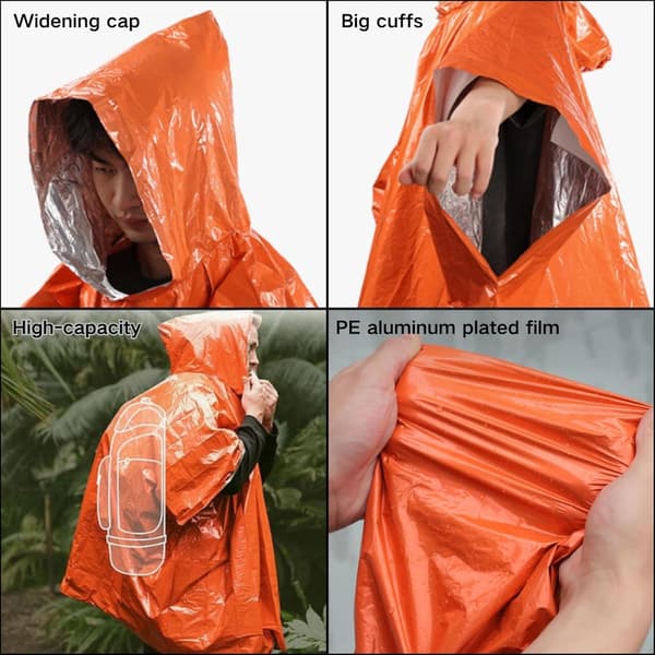 4-pack Vattentät överlevnadsfilt - 130*100cm Nödfilt - isolerad nödfilt - nödfolie