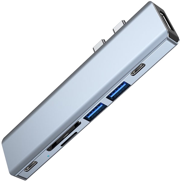 7-i-1-løsning - USB Type C-hub med HDTV Type C-data - Thunderbolt - Multifunksjonell adapter - Egnet for Macbook