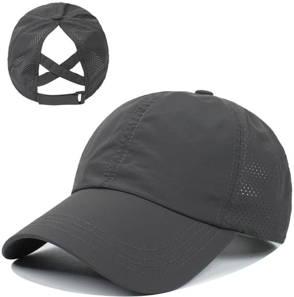 Solhat til kvinder - Baseballkasket med hestehale til kvinder - Hurtigtørrende sommerhat - Åndbart mesh - Krydshat