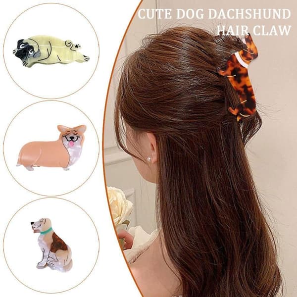 Acetat Hårklo Clips Shark Clip MOPS MOPS Pug_YF Pug