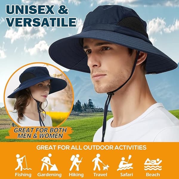 Solhat til kvinder - Solhat til mænd - Bred skygge, foldbare fiskehatte, UV-beskyttelse, sommerhatte - bucket hat