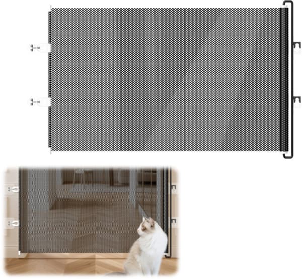 Rullegitter til trapper - Børnegitter - Kæledyrsdør til hunde/katte - Babysikkerhedsdør - Egnet til døre og trapper