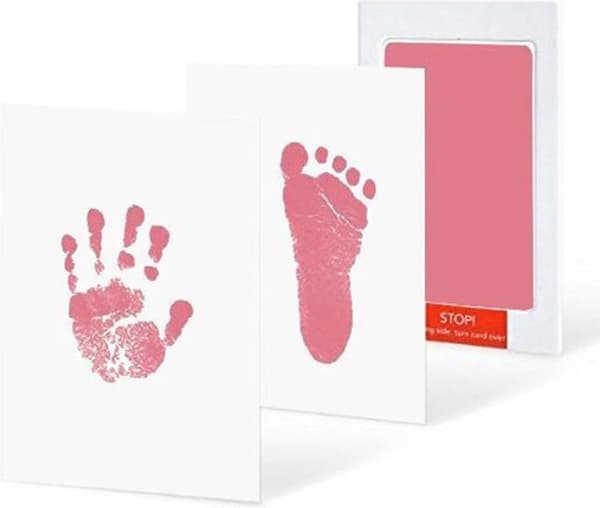 Babyfot- och handavtryck | bläckdyna | rosa