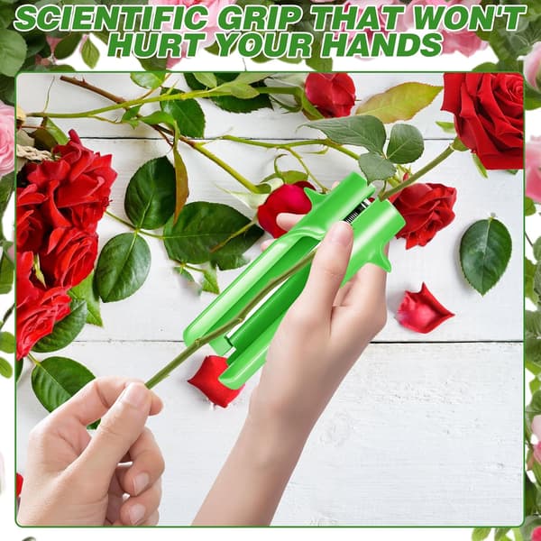 Grønn rose-tornfjerner, blomsterstengelrenser og bladfjerner for blomsteroppsatser, hagearbeid, hjemmebruk og profesjonelle blomsterhandlere