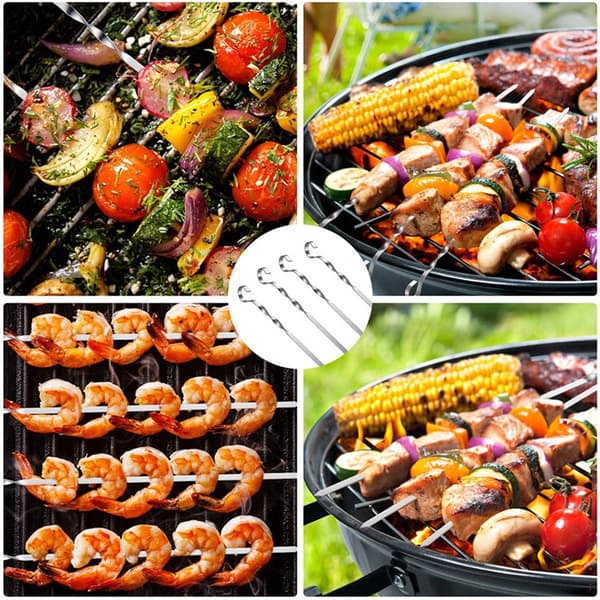 Kebab - Rustfrit stål - 36 cm - 12 stk. rustfrit stål kebab - Med opbevaringspose - Velegnet til grillning