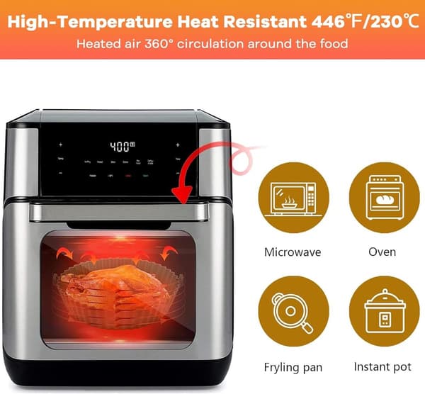 Airfryer Tilbehør - Airfryer Bagepapir - Silikoneforme til Airfryer - Genanvendelige Forme til Airfryer
