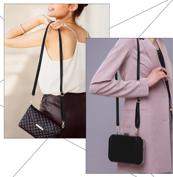 Skulderrem i læder - pung erstatning PU læder - justerbar crossbody rem sort - til håndtasker