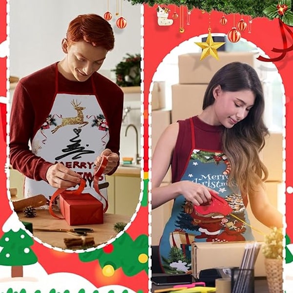 Juleforklæde - Juleforklæde - 4 juleforklæder til kvinder og mænd - Flotte og originale forklæder til jul
