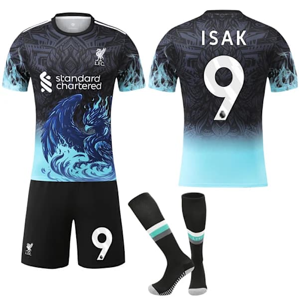 2526 Liverpool Børnefodboldtrøje Sæt Nr. 9 Isak Blå Blå Blå M Blå M blå M blue M