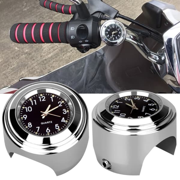 Analogt ur til MC, knallert og cykel Silver Silver