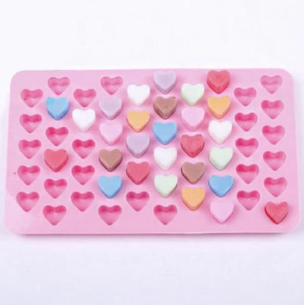 Pink silikone mini hjerteform – 55 hjerter til is, chokolade, bagning, isterninger