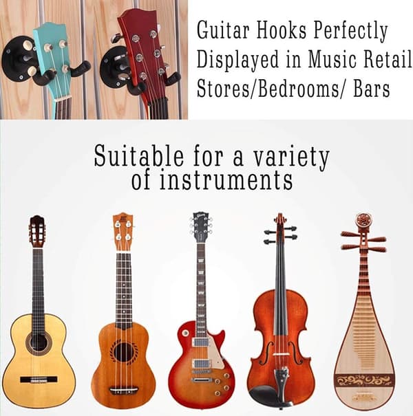 Gitarr Väggfäste - Gitarrkrok - Väggmonterbar - Lämplig för Flera Instrument - Perfekt för Visning i Musik