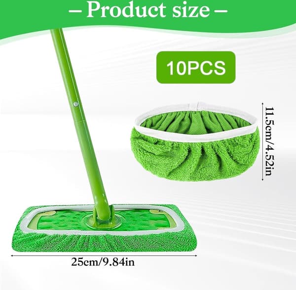 Påfyllningsmoppdynor lämpliga för Swiffer Sweeper - 10-pack - Moppar - Vått och torrt för hemstädning - Tvättbar mikrofiber