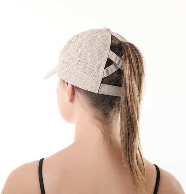 Solhat til kvinder - Baseballkasket med hestehale til kvinder - Hurtigtørrende sommerhat - Åndbart mesh - Krydshat
