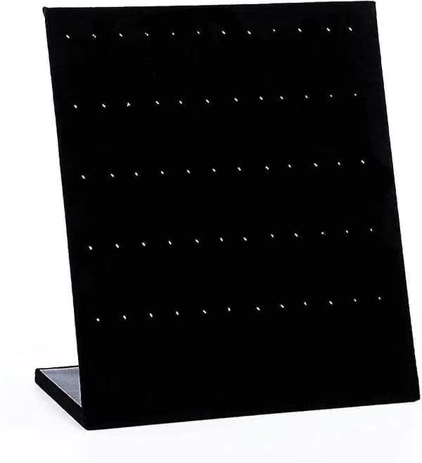 60 Huller Øreringeholder Organizer Fløjl Smykker Øreringeholder Stativ Sort