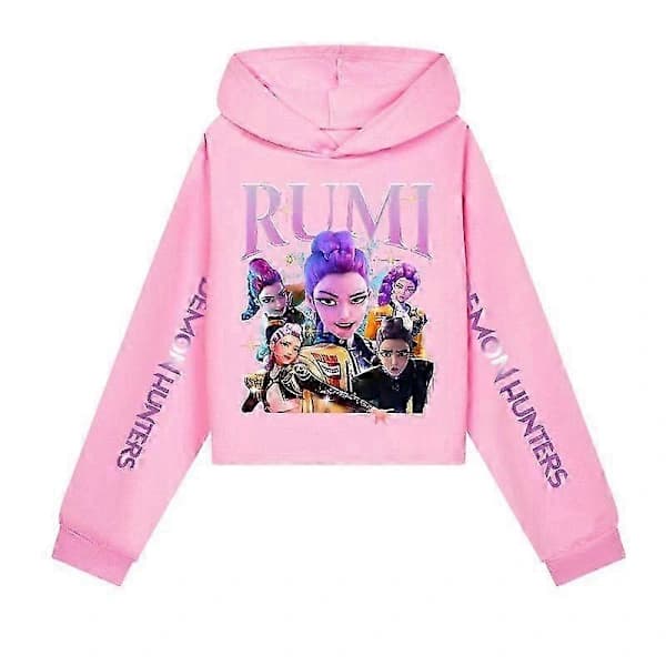 Jenter KPOP Demon Hunters Hettegenser Barn Rumi Genser Sweatshirt Pullover Jumper Topp rosa 130 pink 130