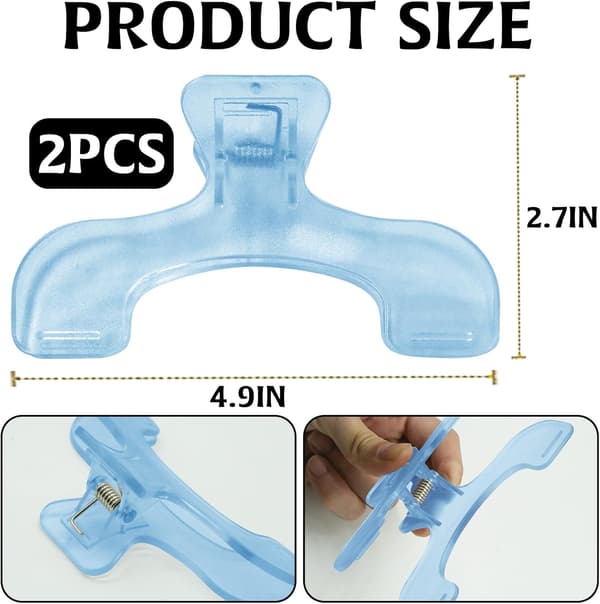 2-pack transparenta boksidehållarklämmor, starka lästumklämmor för att hålla böcker öppna, bärbara sidutbredare för läsning, blå