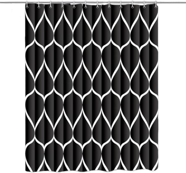 Duschdraperi, Anti-Mögel Geometrisk Svart, Vattentät Polyester, 180x200 cm